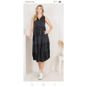 Young Threads Sleeveless Long Hoodie Duster / dress Charcoal Size Medium PtP 20